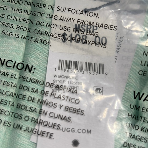 NWT UGG® Australia Monrose Robe - 3/4 Sleeve  Clear Green Heather Size: M - Picture 4 of 4